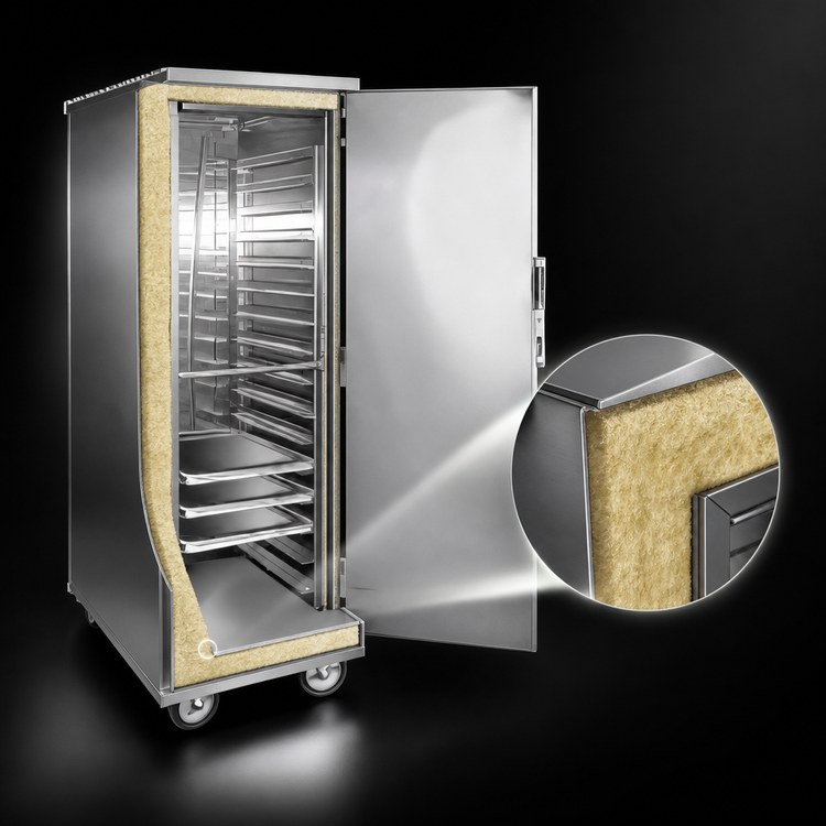 Product image #3 for Full-Height Stainless Steel Insulated Non-Heated Enclosed Transport Cabinet with 16 Removable Slides for 18 x 26 Pans