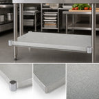 Thumbnail image #3 for John Boos GSK6-3672 72"W x 36"D Galvanized Steel Work Table Undershelf, 16 Gauge, Knockdown