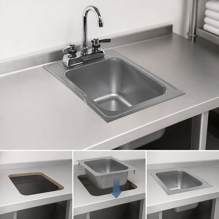 Product image #3 for Glastender Drop-In Stainless Steel Hand Sink, 12 x 17 Inches, Less Faucet