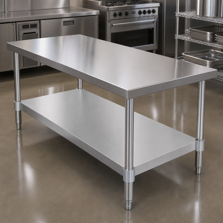 Product image #3 for BK Resources 18/430 Stainless Steel Undershelf for 72 Inch W x 36 Inch D Work Table