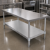 Thumbnail image #3 for BK Resources 18/430 Stainless Steel Undershelf for 72 Inch W x 36 Inch D Work Table