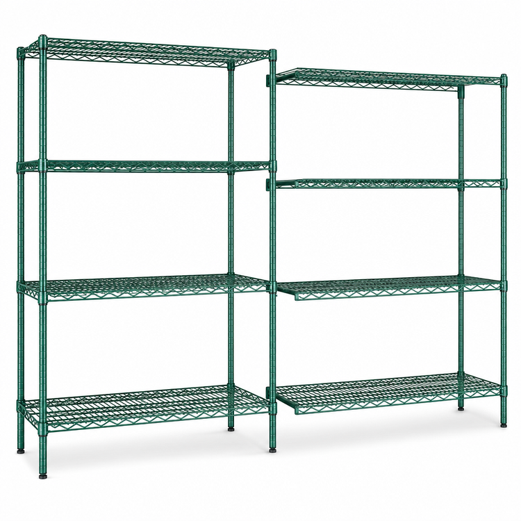 Product image #3 for Eagle Group Valu-Gard 4-Tier Add-On Wire Shelving Unit, 48W x 21D x 74H, Green Epoxy