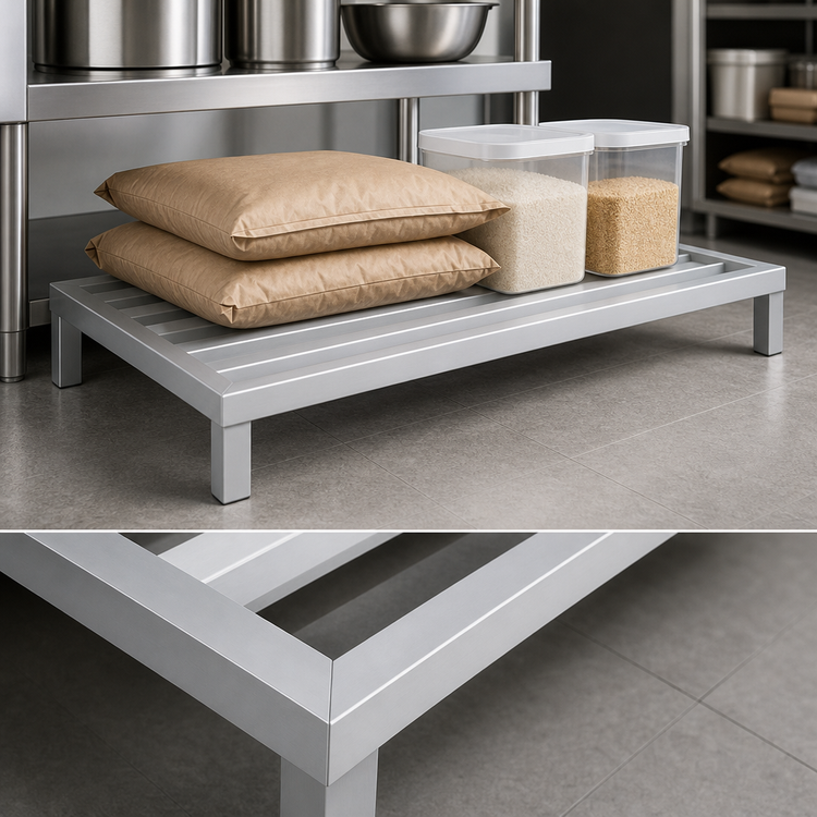 Product image #3 for John Boos Square Bar Aluminum 1-Tier Dunnage Rack, 48 x 20 x 12 Inch