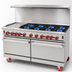 Thumbnail image #3 for American Range 48-Inch Green Flame Stainless Steel Gas Range with Left 12-Inch Griddle, 6 Open Burners, and 2 Space Saver Ovens