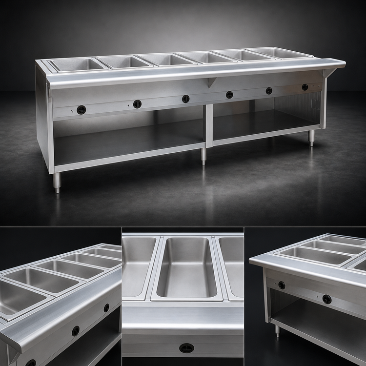 Product image #3 for Spec-Master HT6OB-NG 6-Well 94.5" Natural Gas Dry Hot Food Table