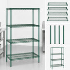 Thumbnail image #3 for Quantum WR74-2160P 60"W x 21"D x 74"H Stationary Wire Shelving Starter Unit, 4 Shelves, Green Epoxy Finish