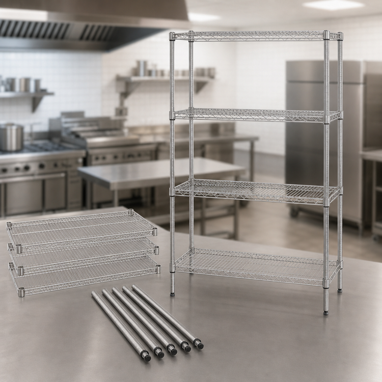 Product image #3 for Quantum 30 x 14 x 63-Inch 4-Shelf 304 Stainless Steel Wire Shelving Starter Kit