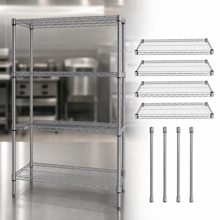 Product image #3 for Quantum 24"W x 18"D x 54"H 4-Shelf Wire Shelving Starter Kit, 304 Stainless Steel