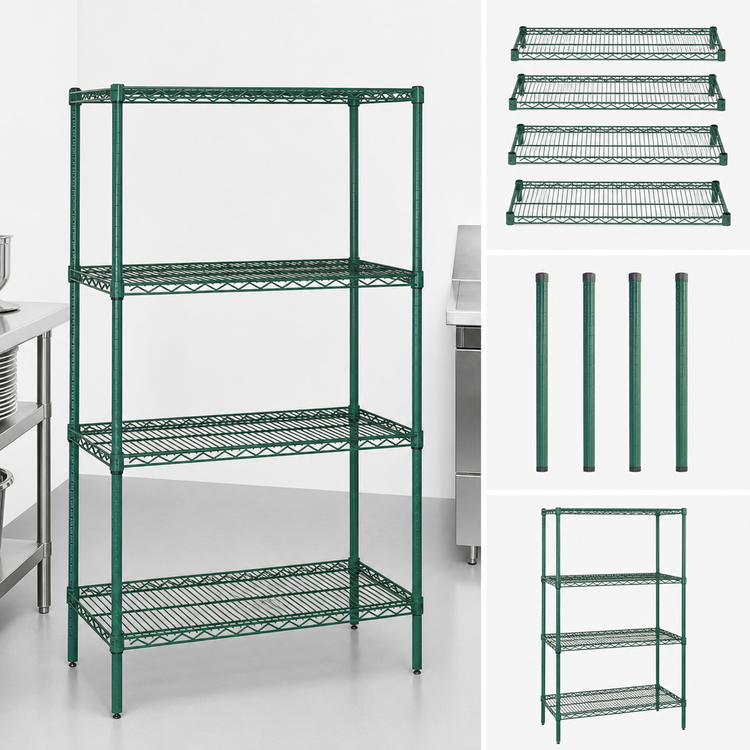 Product image #3 for Quantum 60"W x 21"D x 74"H Stationary Wire Shelving Starter Kit with 4 Shelves