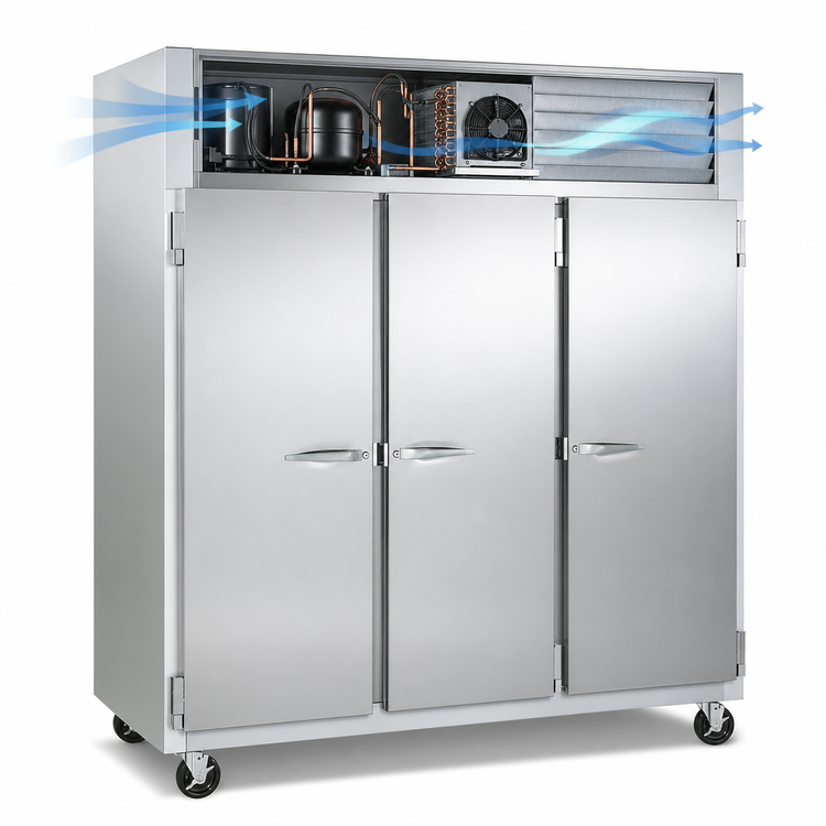 Product image #3 for 3-Section Reach-In Freezer with Full-Height Solid Doors, Self-Contained R-290 Refrigeration