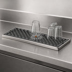 Thumbnail image #3 for Perlick Corporation 6045-GRC 42-Inch Stainless Steel Surface-Mount Drainer with Center Rinser and Removable Glass Rack