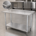 Thumbnail image #3 for Advance Tabco 60 Inch x 24 Inch 14-Gauge 304 Stainless Steel Work Table with 1-1/2 Inch Rear Up-Turn and Adjustable Undershelf