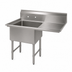 Thumbnail image #3 for BK Resources Single-Compartment Commercial Sink with Right Drainboard, 24 x 24 x 14 Inch Bowl, 50-1/2 Inch Wide