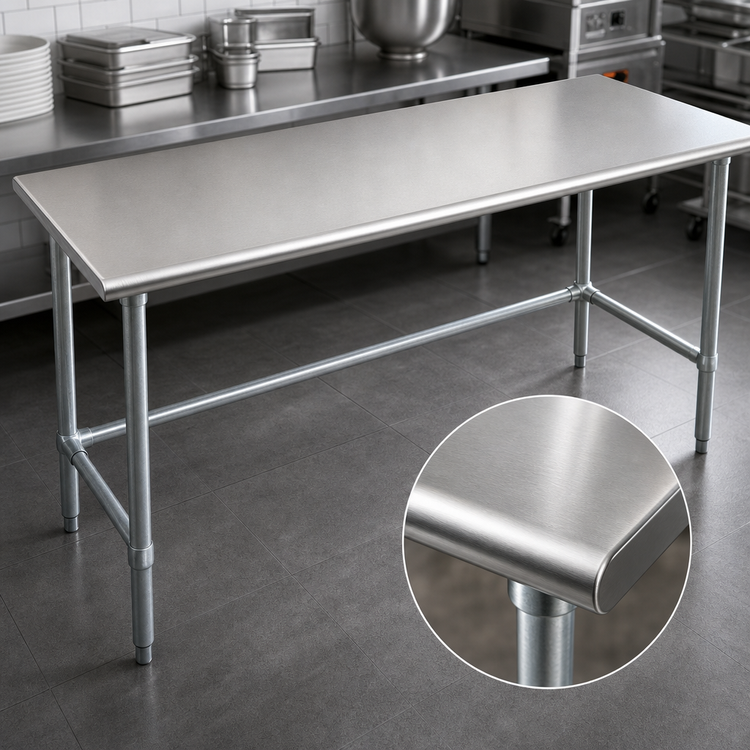 Product image #3 for Eagle Group Spec-Master 84-Inch x 24-Inch Stainless Steel Top Work Table with Galvanized Tubular Base