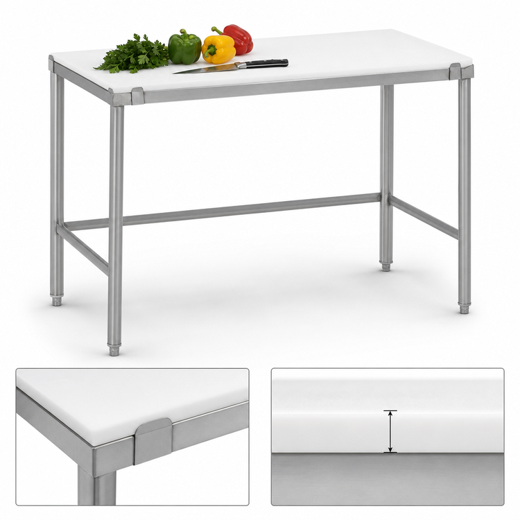 Product image #3 for Channel Manufacturing CT360 Poly Top Work Table, 60 x 30 x 34 Inches, Stainless Steel Base