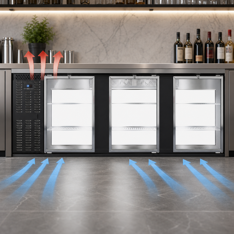 Product image #3 for Continental Refrigerator BB90SNGDPT 90" Shallow Depth Pass-Thru Back Bar Cooler with Glass Doors
