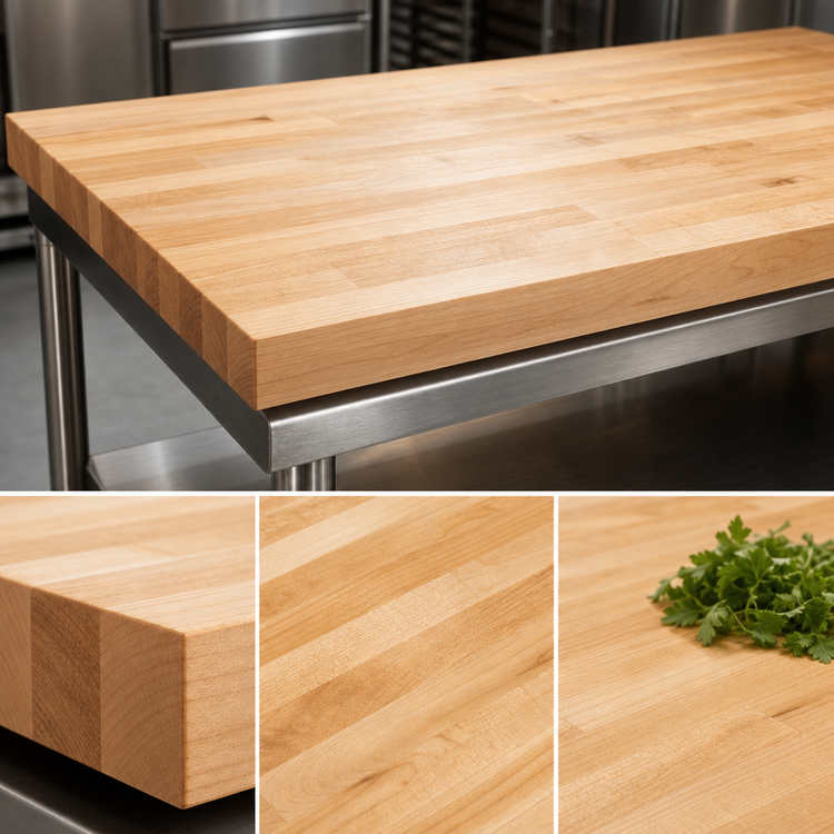 Product image #3 for John Boos Northern Hard Rock Maple Edge Grain Wood Work Table Top, 72 x 48 x 2-1/4 Inch