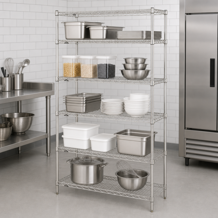 Product image #3 for Metro Super Erecta 5-Shelf Stationary Starter Wire Shelving Unit, 60W x 18D x 74H, Chrome Plated
