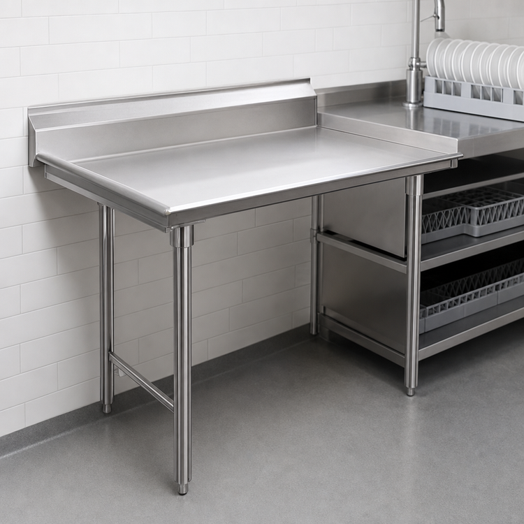 Product image #3 for Spec-Master Straight Clean Dishtable, 36 Inch x 30 Inch, Left-to-Right, 14 Gauge 304 Stainless Steel, 8 Inch Backsplash