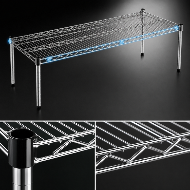 Product image #3 for Eagle Group PF1836-C Wire Dunnage Platform Shelf with QuadTruss, 36 x 18 Inches, Chrome