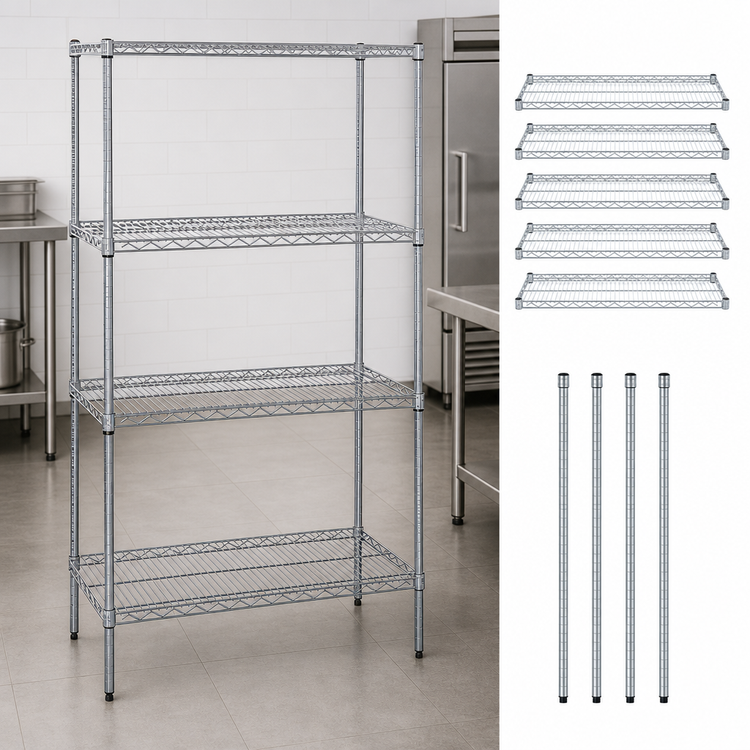 Product image #3 for Quantum 60"W x 12"D x 63"H 5-Shelf Wire Shelving Starter Kit