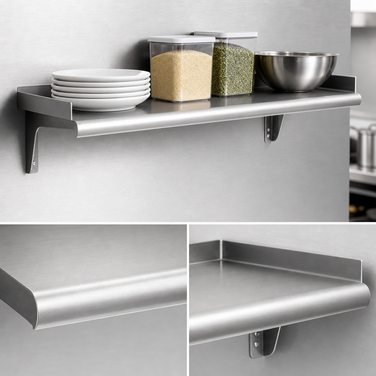 Product image #3 for Eagle Group Snap-n-Slide 24-Inch Wall-Mounted Stainless Steel Shelf, Rolled Front Edge