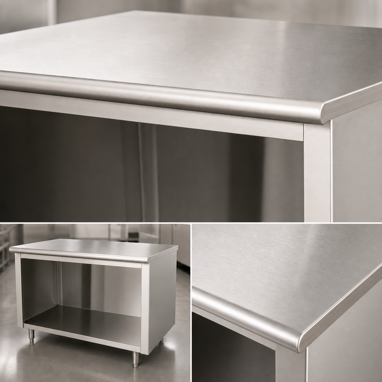 Product image #3 for Advance Tabco 84-Inch x 30-Inch Open Front Cabinet Base Work Table with 14 Gauge 304 Stainless Steel Top