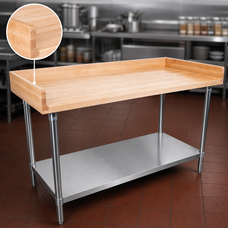 Product image #3 for John Boos 108 x 36-Inch Baker's Top Wood Work Table with Adjustable Stainless Steel Undershelf