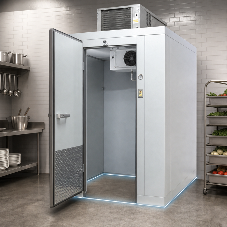 Product image #3 for Arctic Industries Floorless Indoor Walk-In Cooler with Remote Refrigeration, 6' x 11'9" x 7'4", +35°F Holding