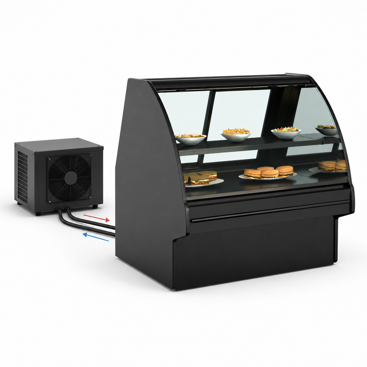 Product image #3 for Fusion Remote Refrigerated Full-Service Deli Case with Curved Lift-Up Front Glass