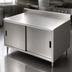 Thumbnail image #3 for 48-Inch x 24-Inch Stainless Steel Chef Table with Cabinet Base, Sliding Doors, and 5-Inch Backsplash