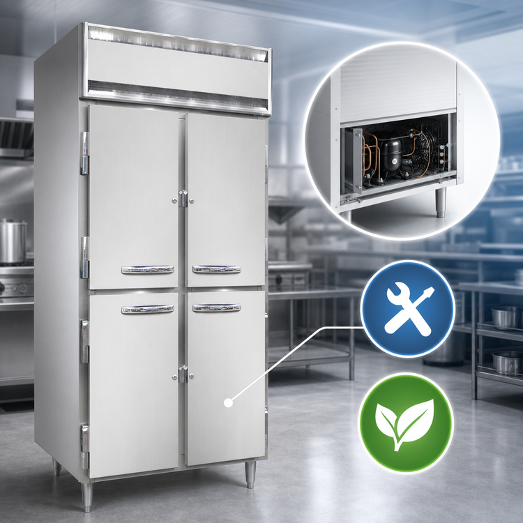 Product image #3 for Continental Refrigerator D2FNSSHD Designer Line Two-Section Reach-In Freezer with Half-Height Solid Doors