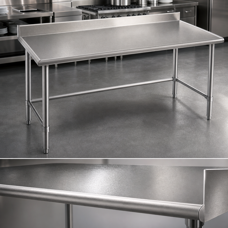 Product image #3 for Eagle Spec-Master Marine Series 14-Gauge Stainless Steel Work Table with 4-1/2-Inch Backsplash, 120 x 24 Inches