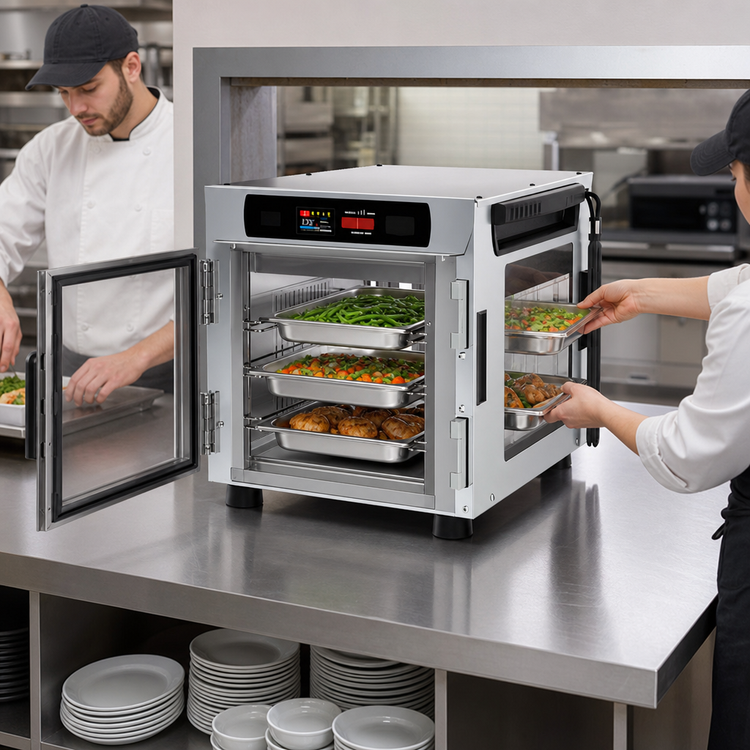 Product image #4 for Metro HotBlox Narrow 4-Pan Pass-Thru Countertop Insulated Holding Cabinet with Clear Doors and Digital Touchscreen Controls