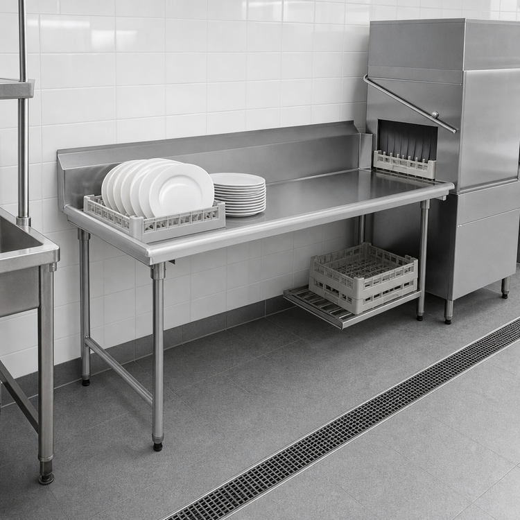 Product image #3 for BlendPort 84 Inch Straight Clean Dishtable, 16 Gauge 304 Stainless Steel, 10 Inch Backsplash