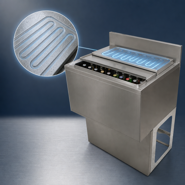 Product image #4 for BK Resources 24-Inch Underbar Insulated Ice Bin with 7-Circuit Cold Plate, 66 lb Capacity