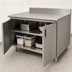 Thumbnail image #3 for Advance Tabco Special Value Series Economy Enclosed Work Table with Cabinet Base and Hinged Doors, 84 x 30 Inches, 5-Inch Backsplash