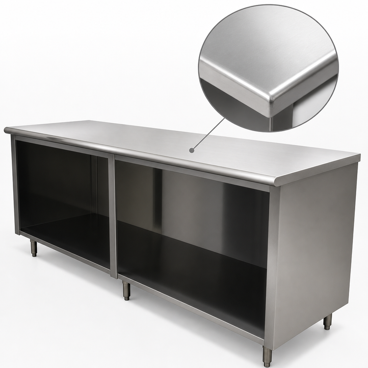 Product image #3 for Advance Tabco Special Value Economy Open Base Work Table, 84W x 30D, 16 Gauge 304 Stainless Steel Top