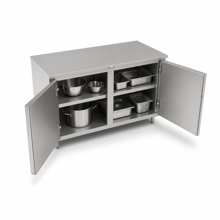 Product image #3 for John Boos 48-Inch x 24-Inch Stainless Steel Enclosed Work Table with Cabinet Base and Hinged Doors