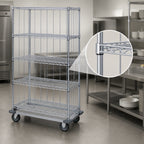 Thumbnail image #3 for Quantum MD2460C47RE-5 Mobile Enclosure Cart, 60"W x 24"D x 81"H, 5 Wire Shelves, Chrome Finish