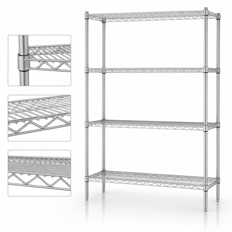Product image #3 for Eagle Group 4-Tier Starter Wire Shelving Unit, 72W x 18D x 74H, Stainless Steel Finish