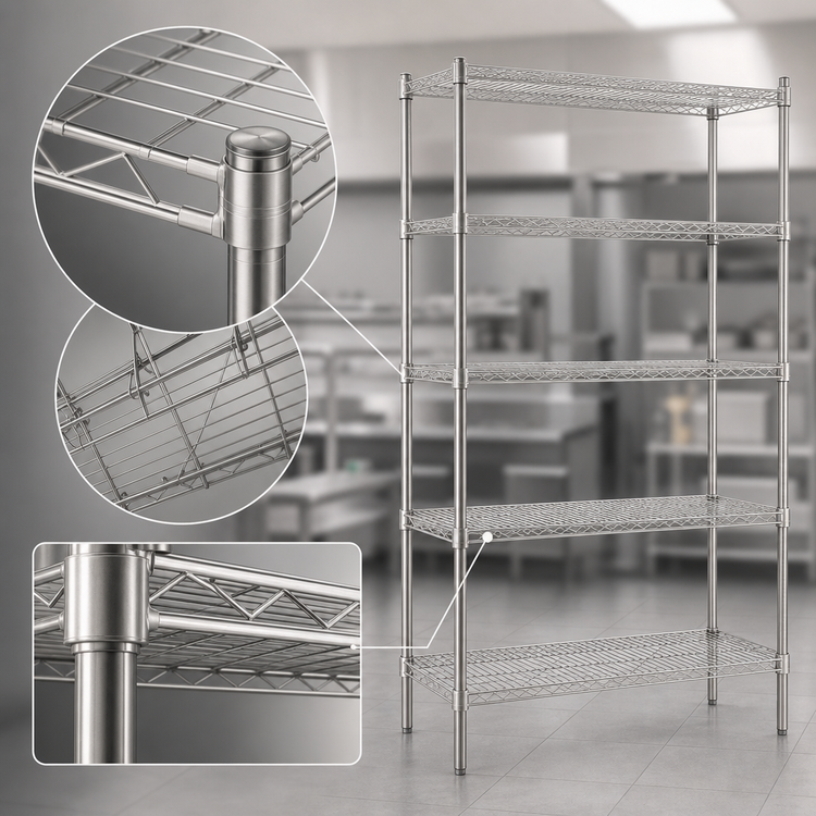 Product image #3 for Eagle Group 5-Tier Starter Wire Shelving Unit, 36"W x 24"D x 74"H, Stainless Steel Finish