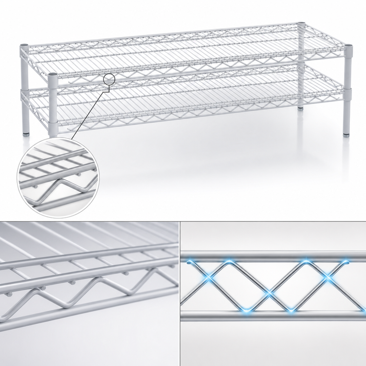 Product image #3 for Eagle QuadTruss Front Case Merchandise Wire Shelving Unit, 2-Tier, 24 x 14 x 14 Inches, White Epoxy Finish