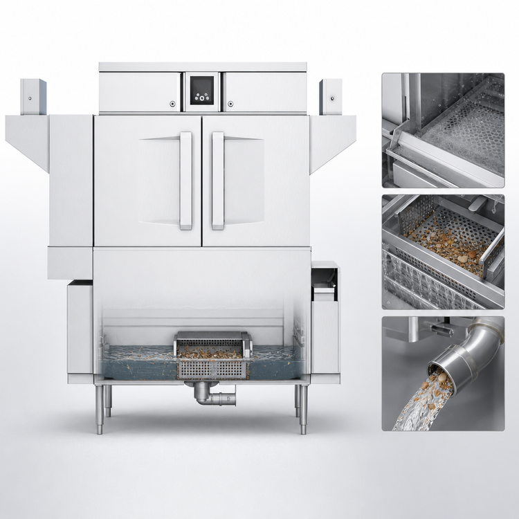 Product image #3 for Single-Tank Conveyor Dishwasher with Drain Water Energy Recovery, Touch Screen Controls, 245 Racks/Hour