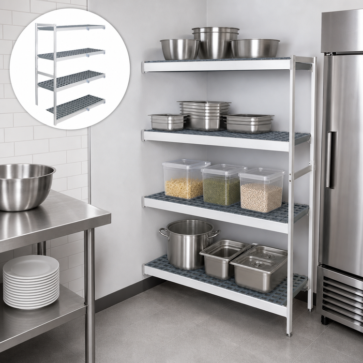 Product image #3 for Fermostock 4-Tier Corner Expansion Polymer Shelving Unit, 26 x 18 x 71 Inches