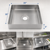 Thumbnail image #3 for BK Resources SB-16-2020-5 20 x 20 x 5 16-Gauge T-304 Stainless Steel Pre-Rinse Bowl