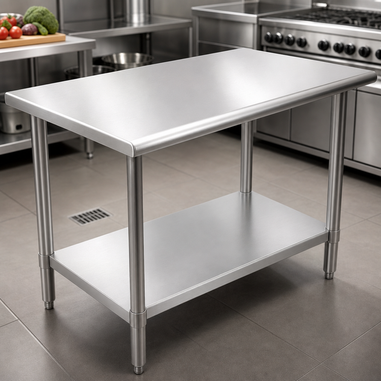 Product image #3 for BlendPort EL Series 72 x 30 Inch Flat Top Stainless Steel Work Table with Galvanized Undershelf