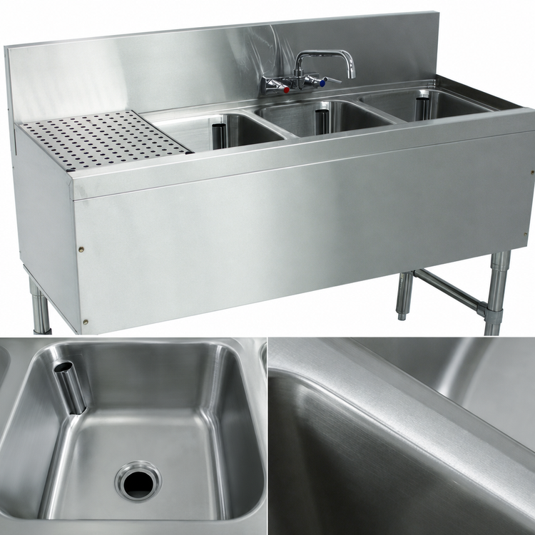 Product image #3 for Advance Tabco Prestige 48-Inch Stainless Steel Underbar Sink Unit with Drainboard and Faucet