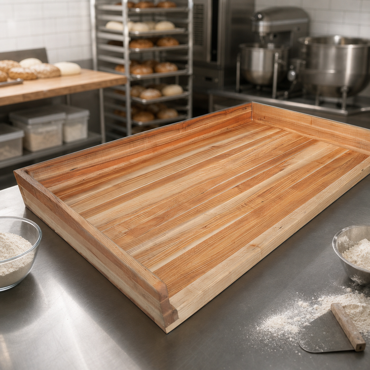Product image #3 for BK Resources 96 Inch x 36 Inch Hard Maple Bakers Table Replacement Top with 4 Inch Coved Risers