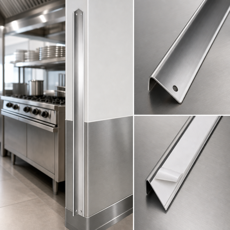 Product image #3 for Special Value 48-Inch x 4-Inch x 4-Inch Stainless Steel Corner Guard with Adhesive Tape Backing